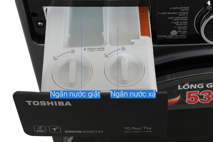 Máy Giặt Sấy Toshiba Inverter Giặt 10,5 Kg - Sấy 7 Kg TWD-T25BZU115MWV(MG)